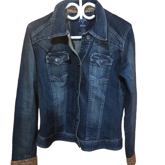 Vintage Rock 47 by Wrangler Denim Jacket Embellished back Animal print cuffs L - Picture 2 of 15